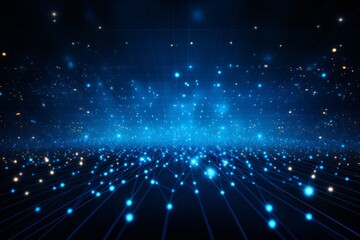 Obraz premium The integration of network technology and big data. The background is composed of abstract digital lines.