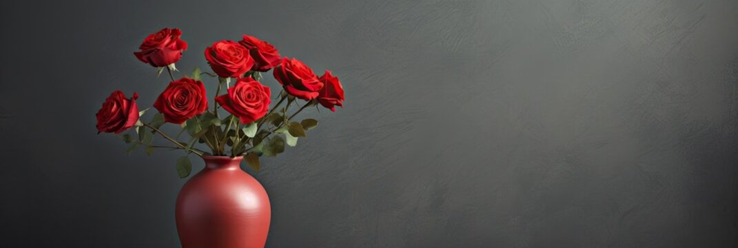 red rose flowers on a plain background with copy space