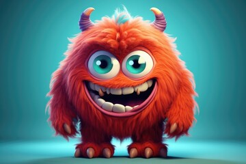 Fototapeta premium Funny cartoon monster with smile