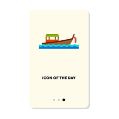 Wooden ship flat icon. Sailor ship isolated vector sign. Sailing and transport concept. Vector illustration symbol elements for web design and apps