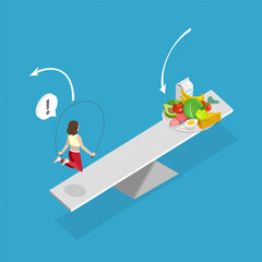 3D Isometric Flat Vector Conceptual Illustration of Basal Metabolic Rate, Metabolism Level Scale