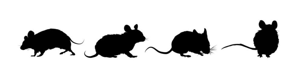 Mice, set of mouse silhouettes - vector illustration