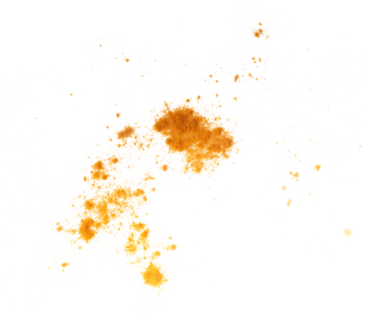 Fresh turmeric powder isolated on white background.