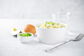 Avocado egg salad in a bowl