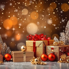 christmas gift box with christmas decorations