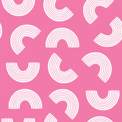Pattern of white graphic rainbow symbol on pink color