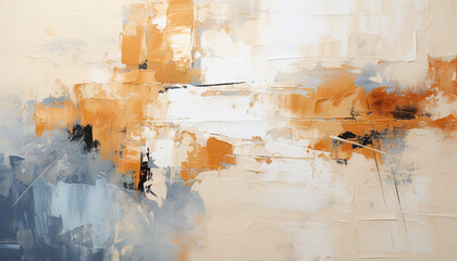 Abstract orange and blue paint brushstrokes texture pattern painting wallpaper background