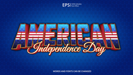 american editable text effect with american flag pattern suitable for independence day moment on united states