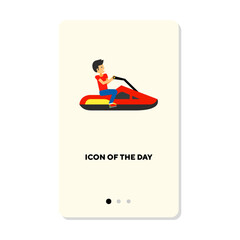 Water racing flat icon. Boat isolated vector sign. Sport and activity concept. Vector illustration symbol elements for web design and apps