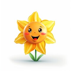 A smiling yellow flower with a green stem. Digital image.