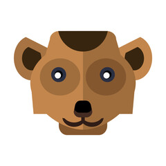 Head of curious meerkat. Muzzle of wild animal cartoon illustration. Wildlife and zoo concept. Sketchy geometric character, mascot. Colored flat vector isolated