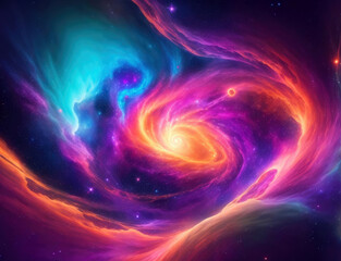 Obraz premium Illustration of stars and space nebula in the universe wallpaper design. Generative AI