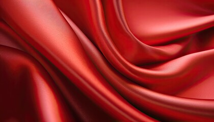 Fototapeta premium Red satin or silk fabric texture background.