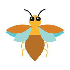 Flying fat beetle. Cute wild animal cartoon illustration. Insects concept. Colored flat vector isolated on white background