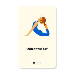 Woman doing yoga pose flat icon. Balance sport isolated vector sign. Health and lifestyle concept. Vector illustration symbol elements for web design and apps
