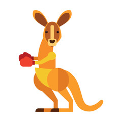 Brave Australian boxer kangaroo. Cute wild and zoo animals cartoon illustration. Wildlife and sport concept. Colored flat vector isolated on white background