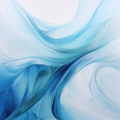 Abstract blue smoke on a white background. Generative AI illustration