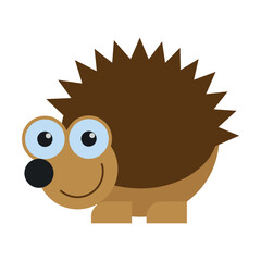 Prickly hedgehog. Cute wild animal cartoon illustration. Wildlife concept. Colored flat vector isolated on white background