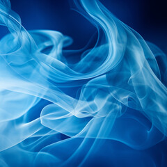 Fototapeta premium Abstract blue smoke on a black background. Generative AI illustration