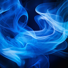 Obraz premium Abstract blue smoke on a black background. Generative AI illustration