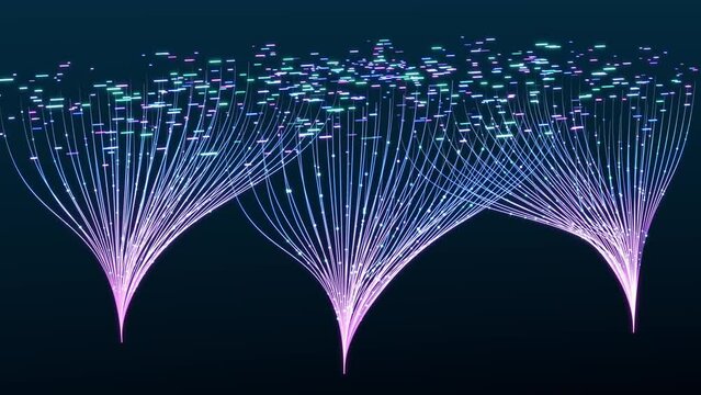 internet big data network computer technology 3d animation. can be used to represent computer neural network, artificial intelligence, fiber optic or social network telecommunications	