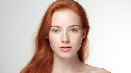 Naklejka premium Woman's Portrait with Clean, Fresh Skin and Natural Beauty in Studio Shot