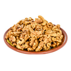 bowl of walnuts isolated fresh white background