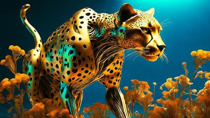 Metal cheetah statue