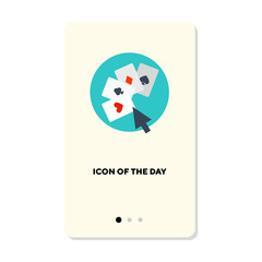 Trying your luck flat icon. Card playing isolated vector sign. Casino and gambling concept. Vector illustration symbol elements for web design and apps