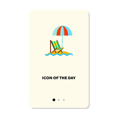 Summer vacation spot flat vector icon. Chaise lounge isolated sign. Summer holiday concept. Vector illustration symbol elements for web design and apps