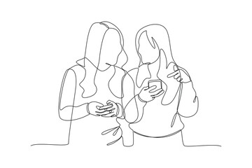 Continuous one line drawing Concept of Neighbors sharing things and helping each other. Doodle vector illustration.