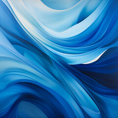 Blue abstract colorful swoosh background with soft smooth elegant waves. Generative AI