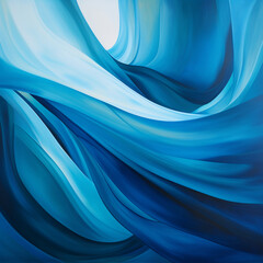 Blue abstract colorful swoosh background with soft smooth elegant waves. Generative AI