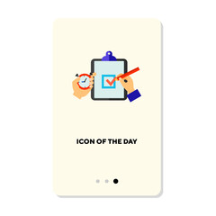 Time management flat icon. Checklist isolated vector sign. Business and scheduling concept. Vector illustration symbol elements for web design and apps