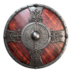 3d illustration of medieval warrior shield isolated on transparent background, 