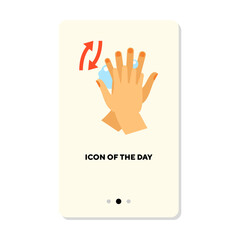 Washing hands vector icon. Water, bubble, dirty isolated vector sign. Hygiene and beauty concept. Vector illustration symbol elements for web design and apps