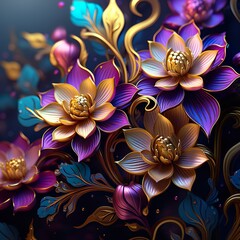 a beautiful flower with colorful leaves and swirls