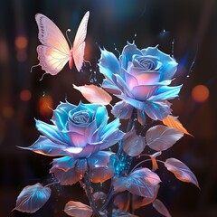 a rose with butterflies and butterflies