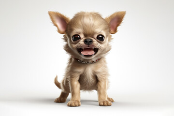 Obraz premium a happy Chihuahua puppy dog in front of a white background. 