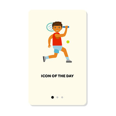 Tennis player flat icon. Tennis bat man isolated vector sign. Health and sport game concept. Vector illustration symbol elements for web design and apps
