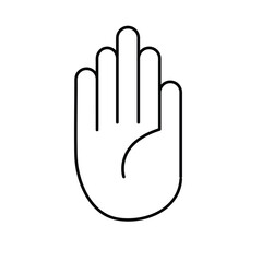 Hand stop sign outline icon. Human hand simple line vector icon. Palm symbol, simple illustration on white background..eps