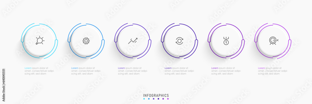 Wall mural vector infographic label design template with icons and 6 options or steps. can be used for process 