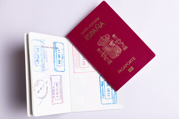 SPANISH PASSPORT AND IMMIGRATION STAMP SHEET.