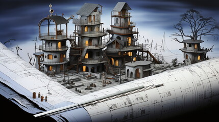 Illustration of the creation of the Architectural project - AI Generated