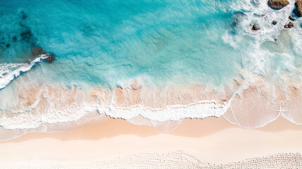 Fototapeta na wymiar 上空から見た白い砂浜の写真