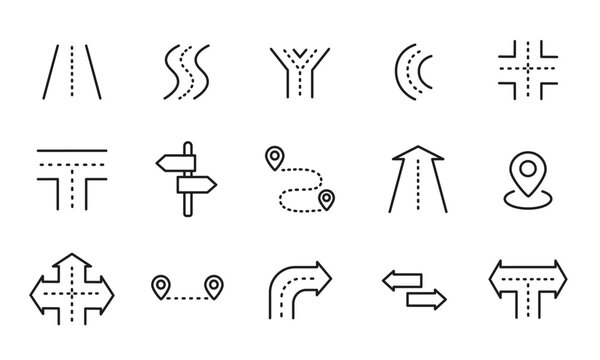 経路のアイコンセット/道筋/路線/進路/道/イラスト/ベクター