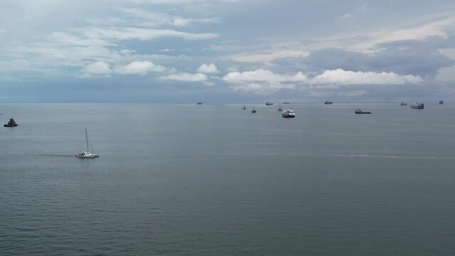Aerial views from over Fleminco and Perico Island just outside of Panama City, Panama