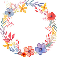 Circle floral in watercolor drawing style