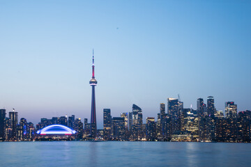 Beautiful view of Rogers Centre and CN Tower in Toronto, Canada