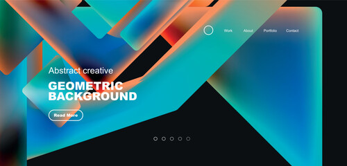 Triangles with fluid colors geometric abstract background. Techno or business concept, pattern for wallpaper, banner, background, landing page